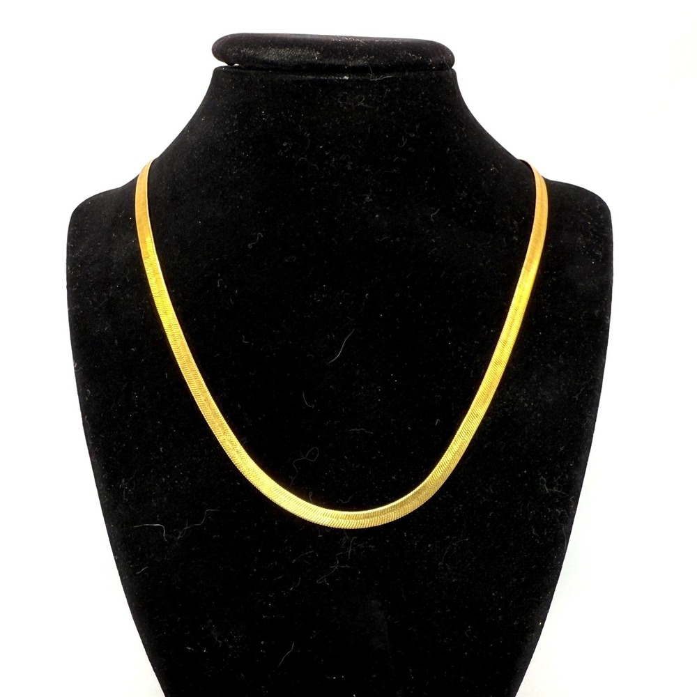 Napier Gold Tone Herringbone Chain Necklace Vintage